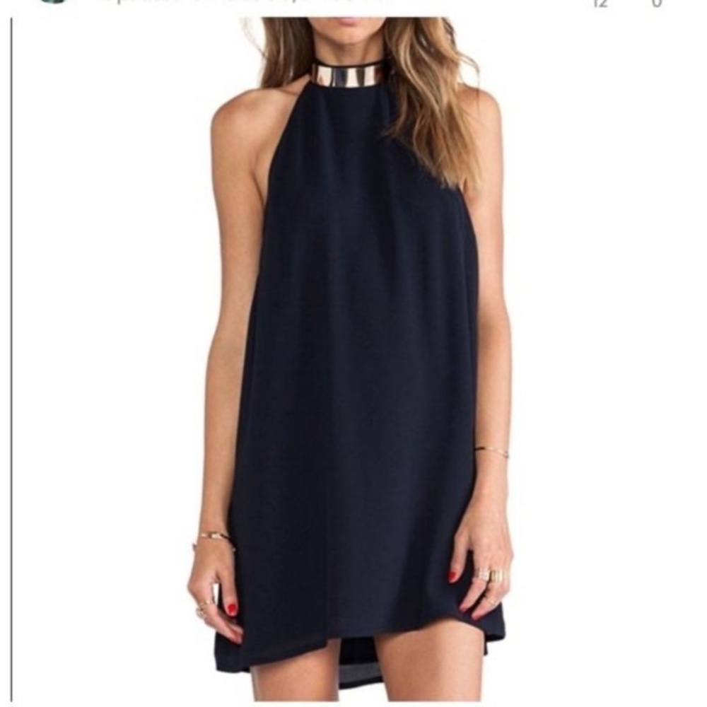 Short High Neck Gold Collar Dress